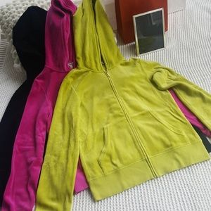 Juicy Couture Lot of 3 Velour Hooded Sweaters Sz M